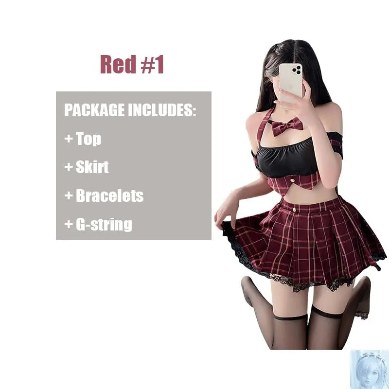 Sexy Short Top Pleated Skirt Cosplay Costume lovedollsenpai