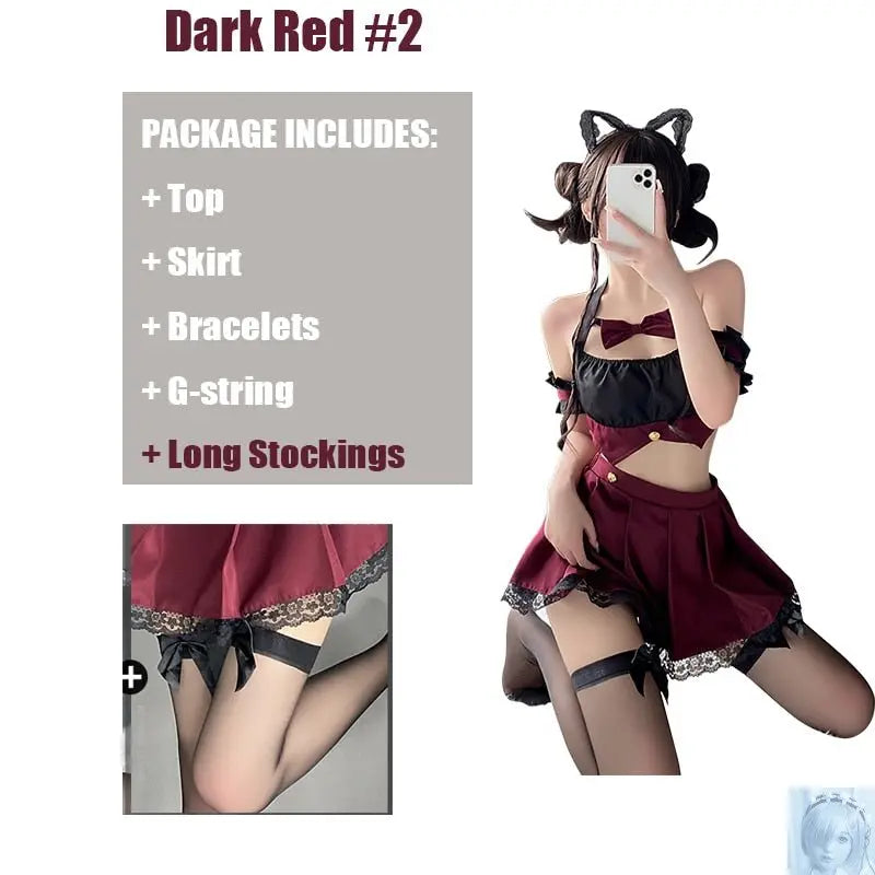 Sexy Short Top Pleated Skirt Cosplay Costume lovedollsenpai