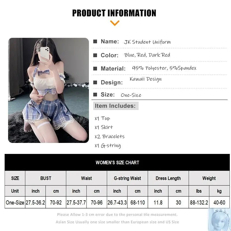 Sexy Short Top Pleated Skirt Cosplay Costume lovedollsenpai