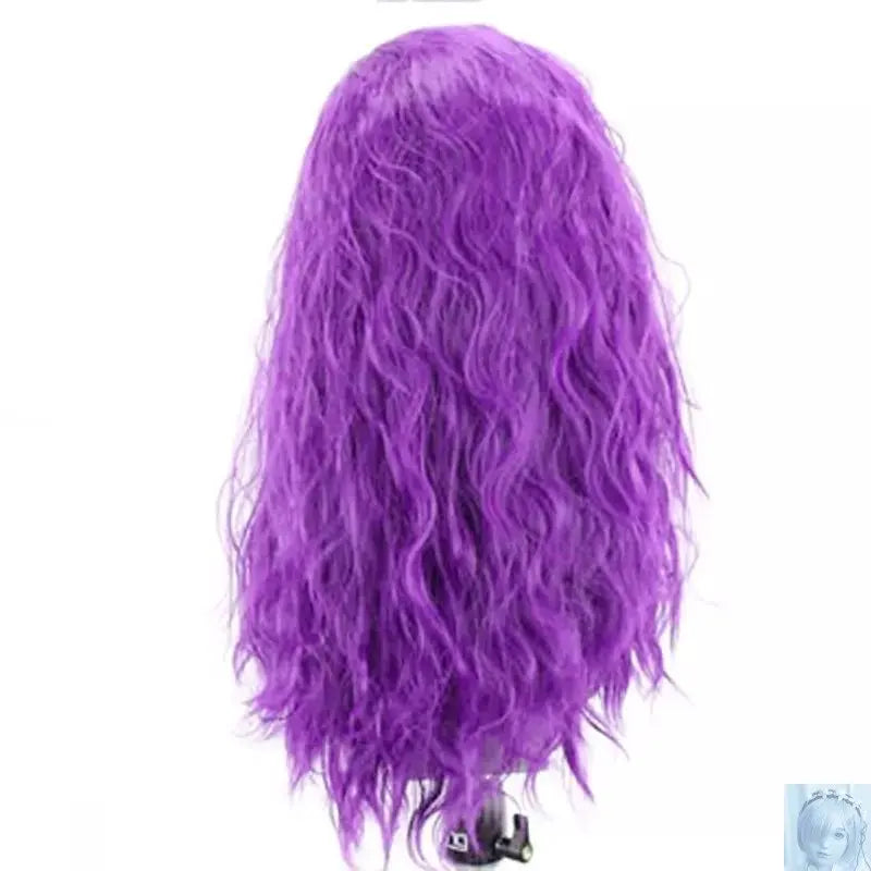 Synthetic Purple Long Kinky Curly Lace Front Wig lovedollsenpai