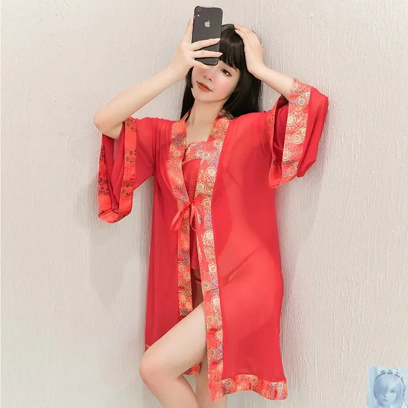 Three Piece Sexy Woman's Kimono Set lovedollsenpai