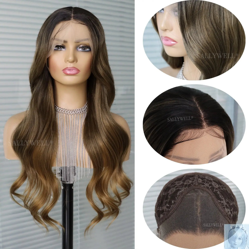 Wavy Ash Brown 13x4 Lace Front Synthetic Wig lovedollsenpai