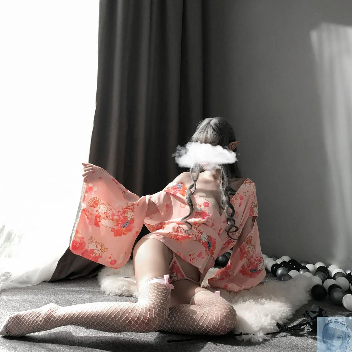 Womans Floral Print Kimono lovedollsenpai