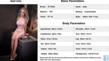 XT Doll 158cm 5ft2 F Cup Sally TPE+Silicone Sex Doll XT Doll