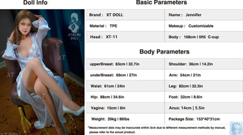 XT Doll 168cm 5ft4 C Cup Jennifer TPE+Silicone Sex Doll XT Doll