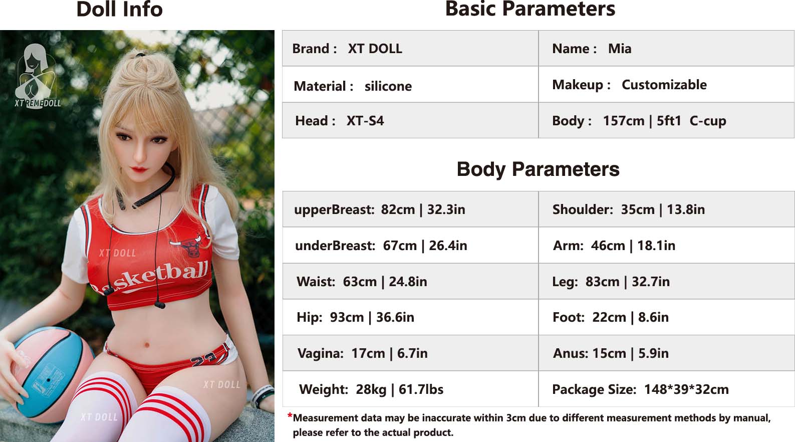 XT Doll 157cm X 5ft1 C Cup Mia Silicone Sex Doll XT Doll