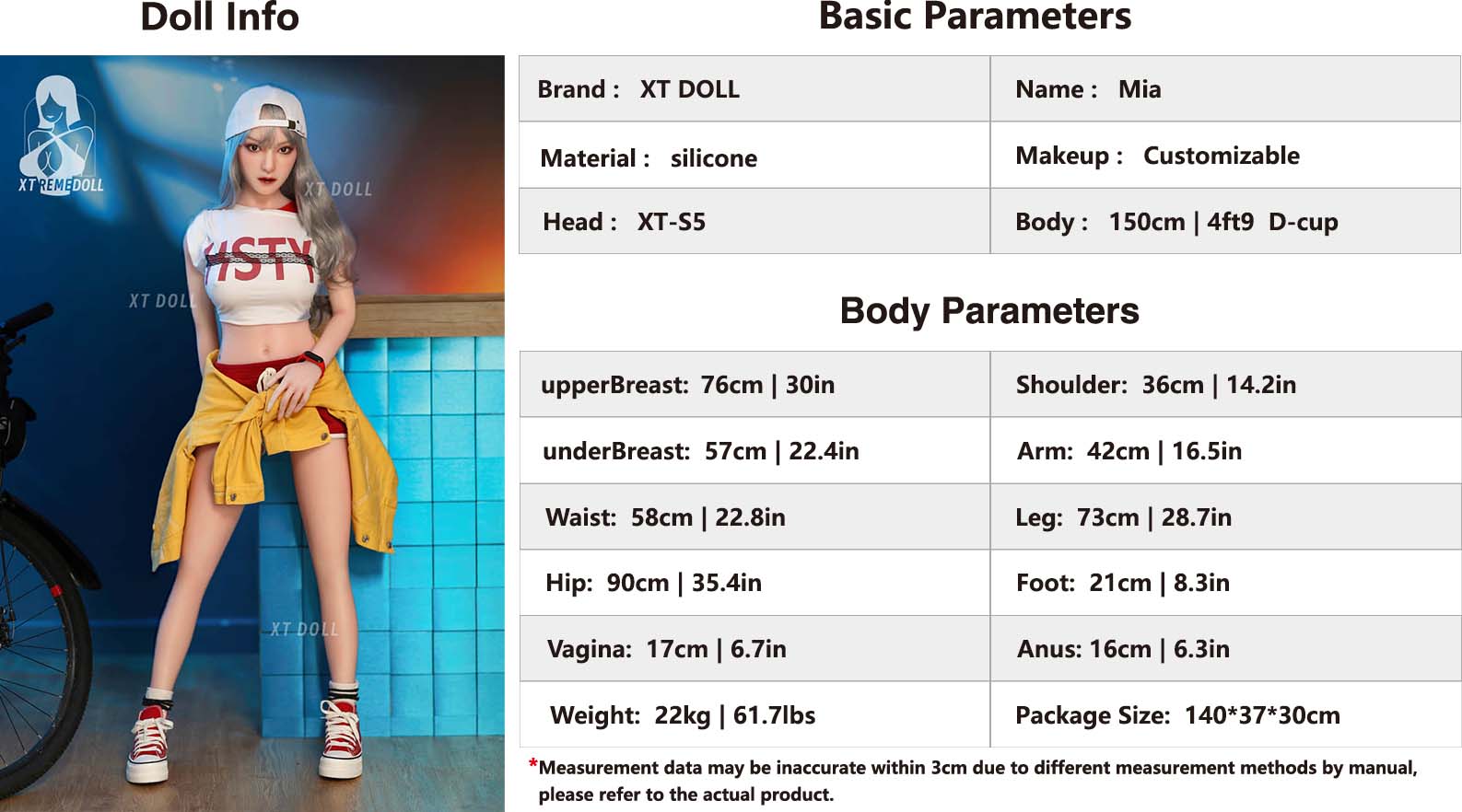 XT Doll 150cm 4ft9 D Cup Mia Silicone Sex Doll XT Doll